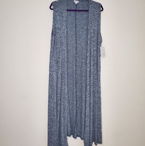 LuLaRoe Joy Long Vest Navy Ribbing L